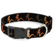 Plastic Clip Collar - Mud Flap Girl Repeat Black/Orange Fade Plastic Clip Collars Buckle-Down