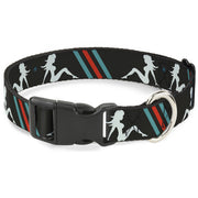 Plastic Clip Collar - Mud Flap Girls w/Stripes Gray/Turquoise/Orange Plastic Clip Collars Buckle-Down