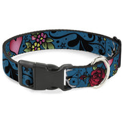 Plastic Clip Collar - Mom & Dad CLOSE-UP Blue w/Sparrows Plastic Clip Collars Buckle-Down