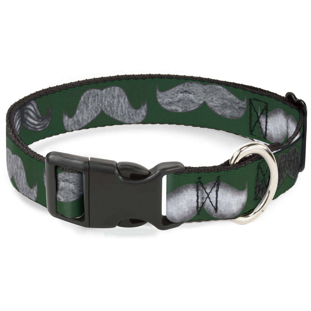 Plastic Clip Collar - Mustaches Green/Sketch Plastic Clip Collars Buckle-Down