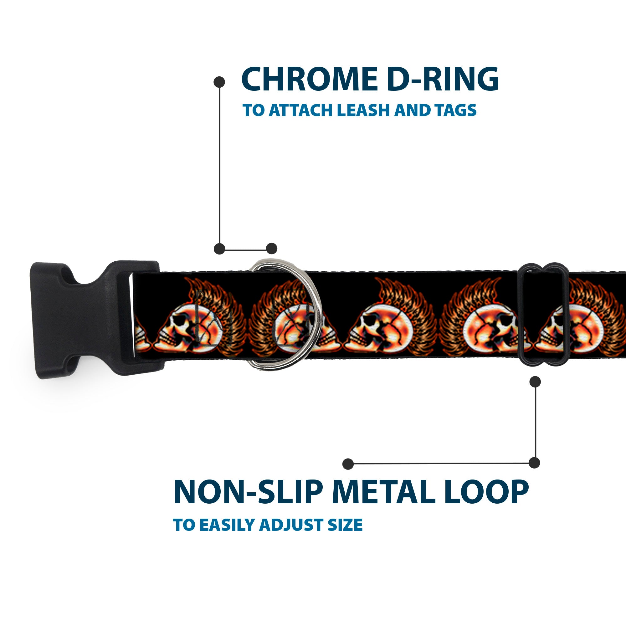 Plastic Clip Collar - Mohawk Skulls - NO Star Plastic Clip Collars Buckle-Down