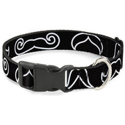 Plastic Clip Collar - Mustache Outlines Black/White Plastic Clip Collars Buckle-Down