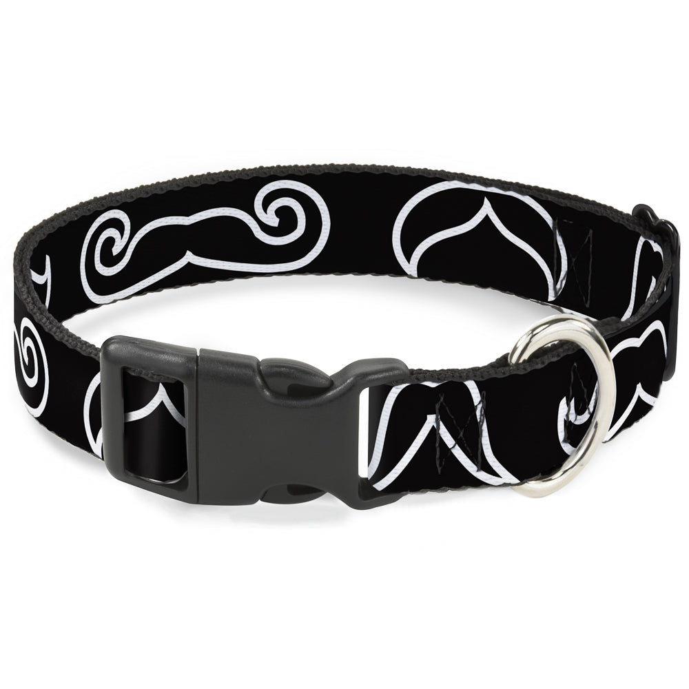 Plastic Clip Collar - Mustache Outlines Black/White Plastic Clip Collars Buckle-Down