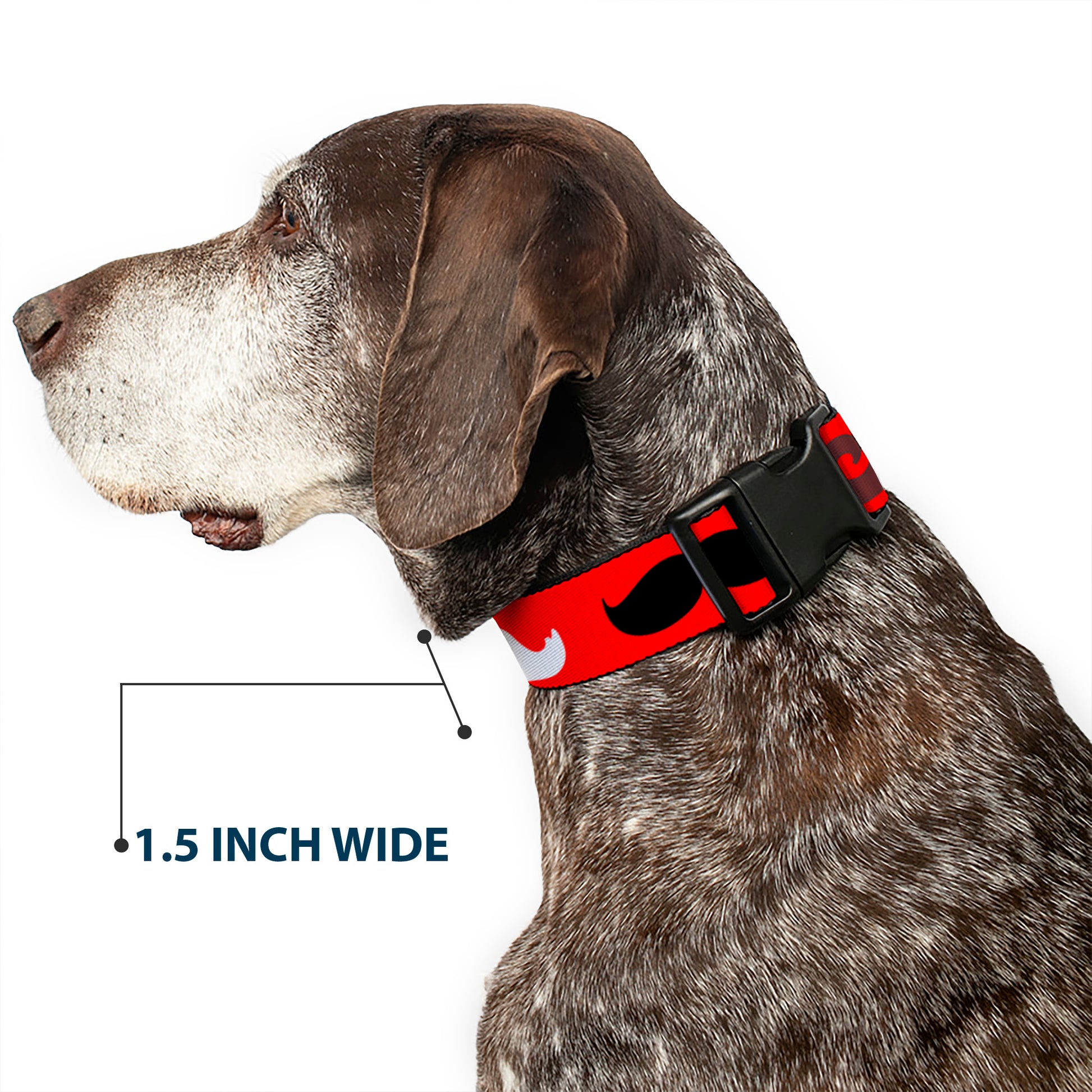 Plastic Clip Collar - Mustaches Red/Brown/White/Black Plastic Clip Collars Buckle-Down