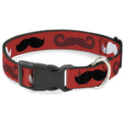 Plastic Clip Collar - Mustaches Red/Brown/White/Black Plastic Clip Collars Buckle-Down