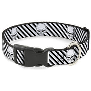 Plastic Clip Collar - Metal Skull Black/White Plastic Clip Collars Buckle-Down