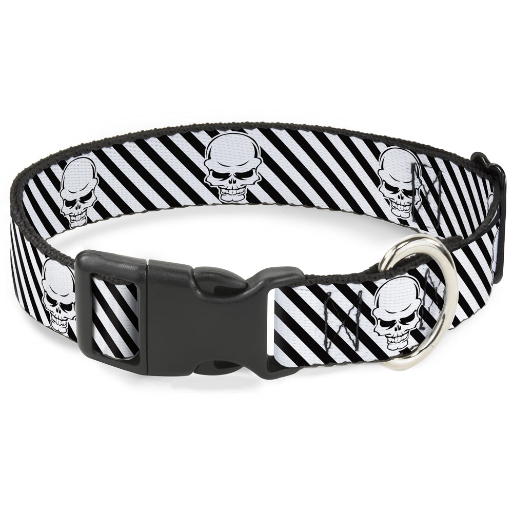 Plastic Clip Collar - Metal Skull Black/White Plastic Clip Collars Buckle-Down