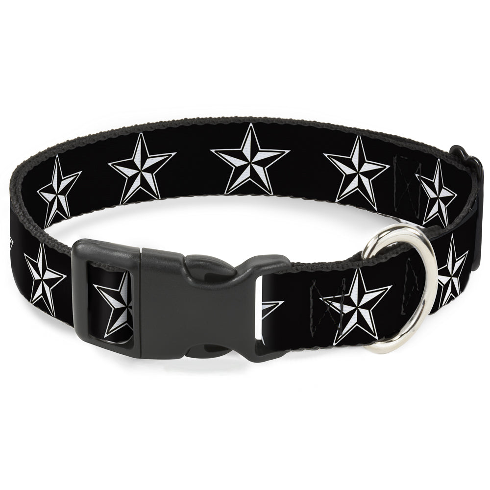 Plastic Clip Collar - Nautical Star Black/White Plastic Clip Collars Buckle-Down