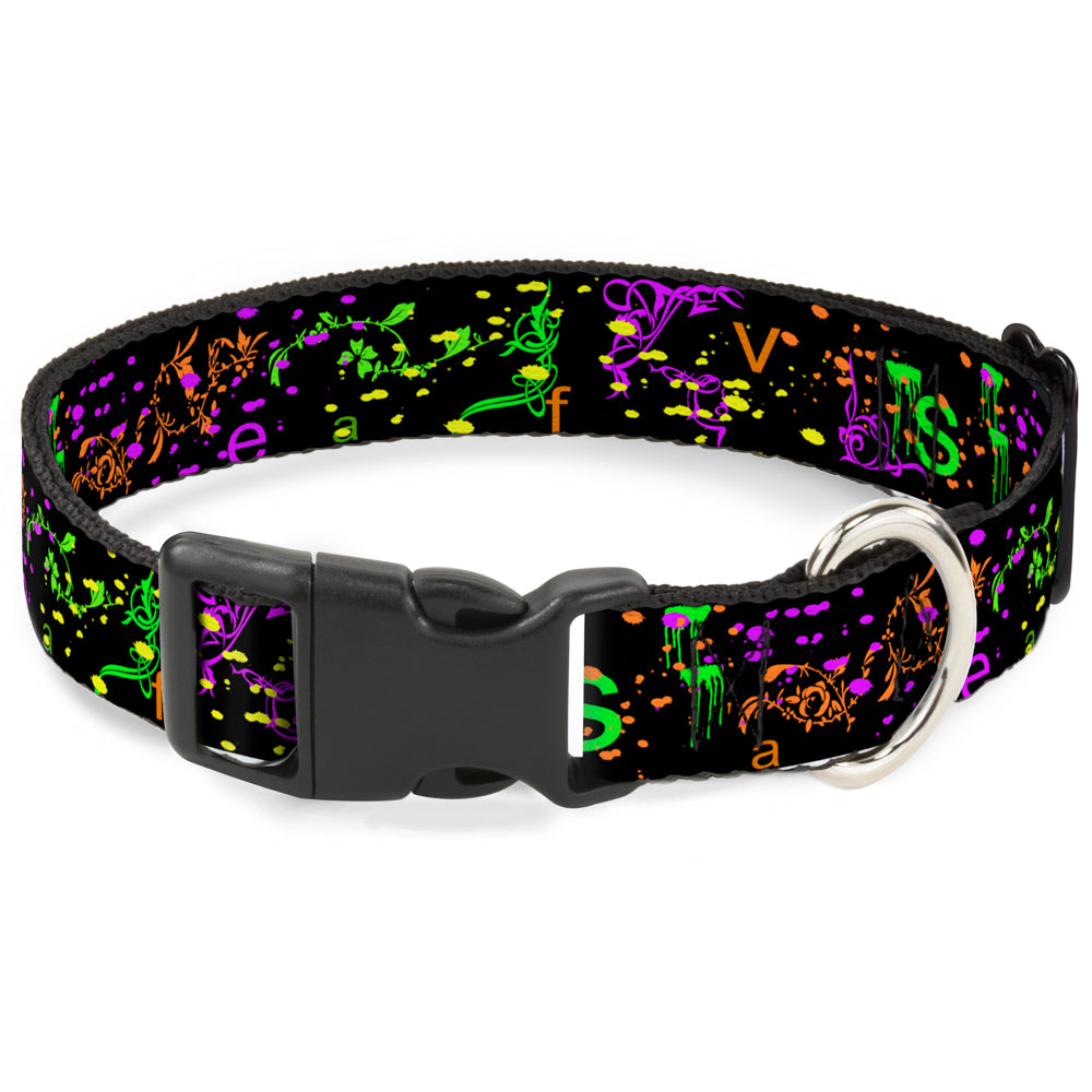 Plastic Clip Collar - Nautical Star Splatter Black/Neon Plastic Clip Collars Buckle-Down