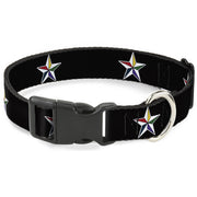 Plastic Clip Collar - Nautical Star Black/White/Multi Color Plastic Clip Collars Buckle-Down