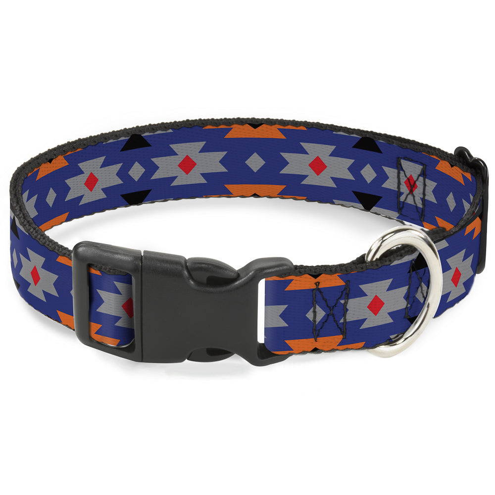 Plastic Clip Collar - Navajo Gray/Blue/Orange/Black Plastic Clip Collars Buckle-Down