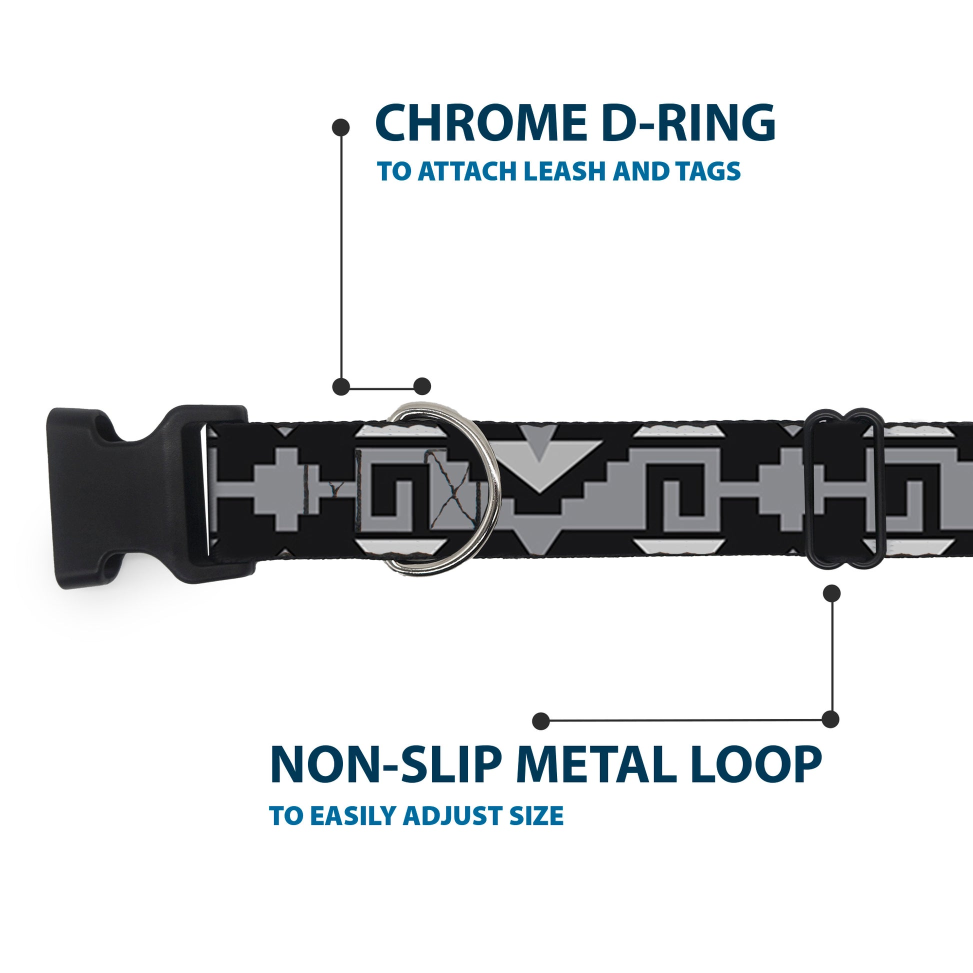 Plastic Clip Collar - Navajo2 Black/Gray Plastic Clip Collars Buckle-Down