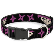 Plastic Clip Collar - Ninja Star Black/Pink Plastic Clip Collars Buckle-Down