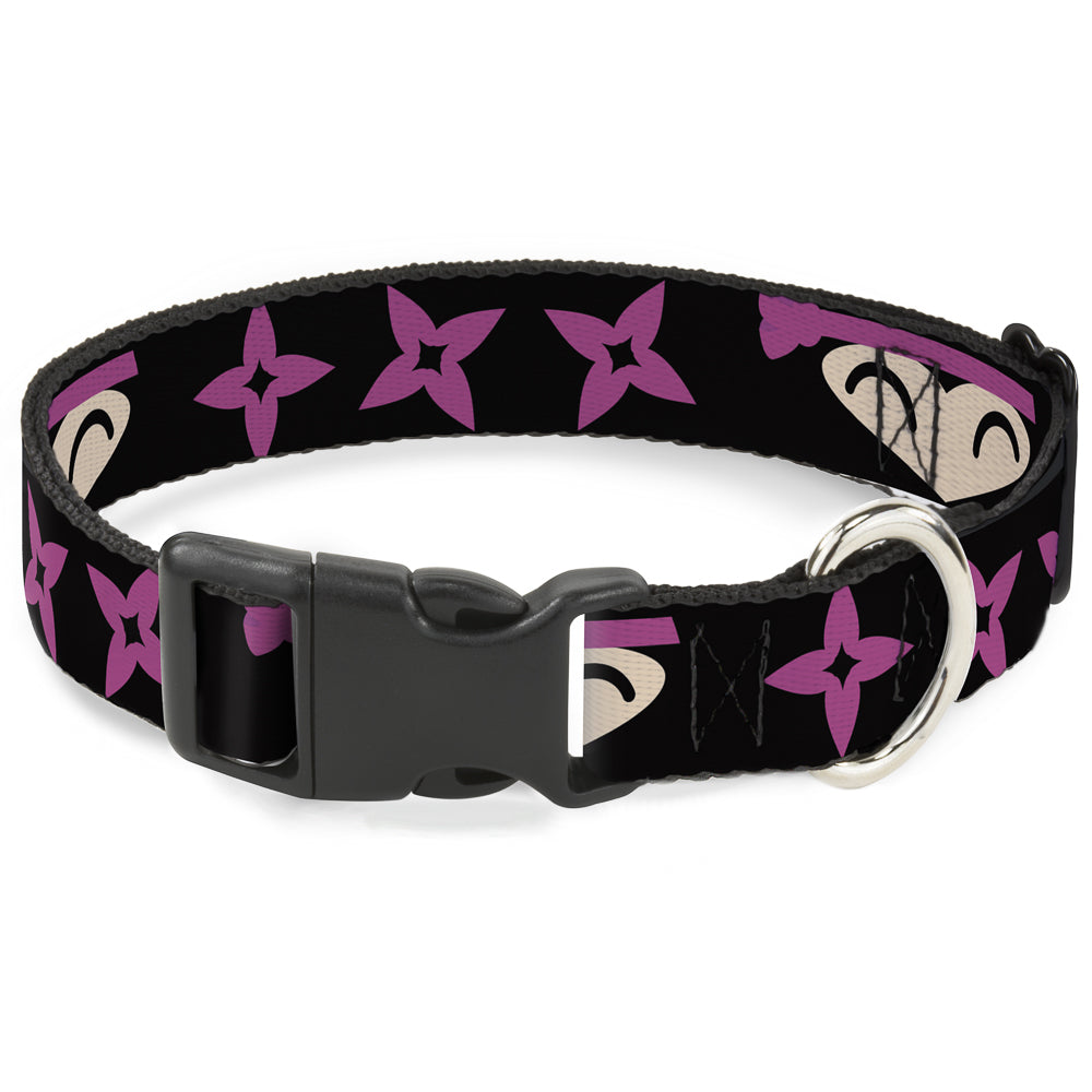Plastic Clip Collar - Ninja Star Black/Pink Plastic Clip Collars Buckle-Down