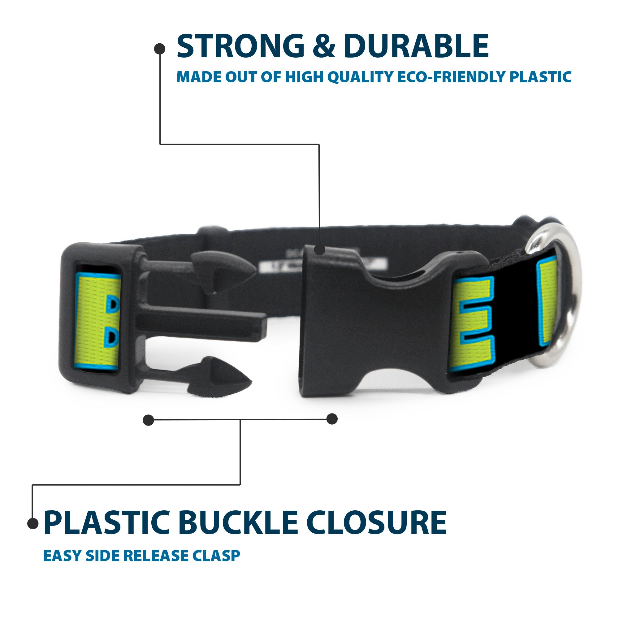Plastic Clip Collar - NO CHANCE BRO Black/Turquoise/Green Plastic Clip Collars Buckle-Down