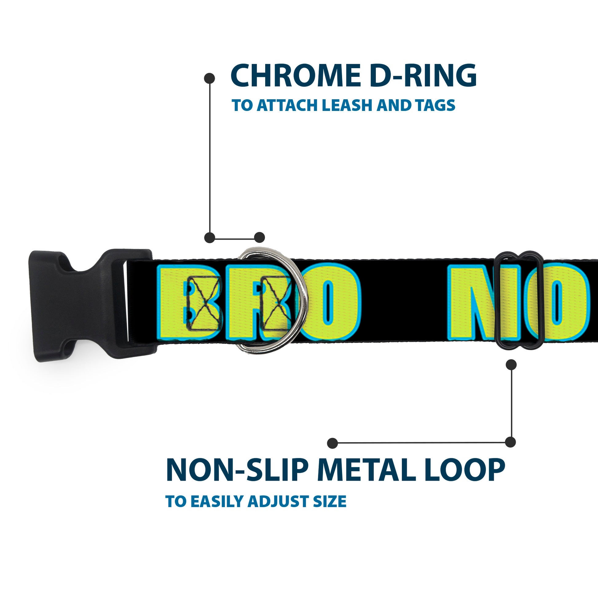Plastic Clip Collar - NO CHANCE BRO Black/Turquoise/Green Plastic Clip Collars Buckle-Down