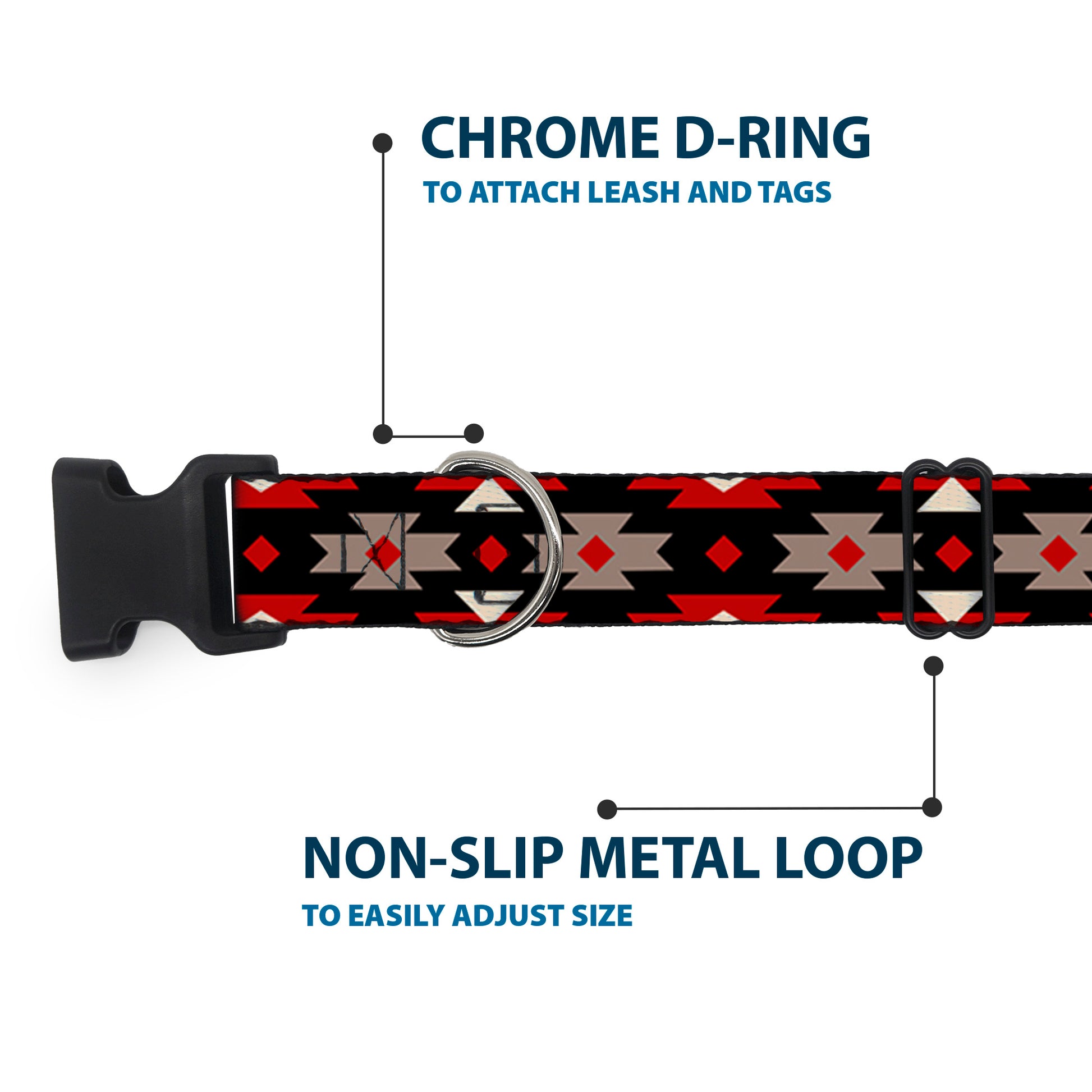 Plastic Clip Collar - Navajo Red/Black/Gray/Red Plastic Clip Collars Buckle-Down