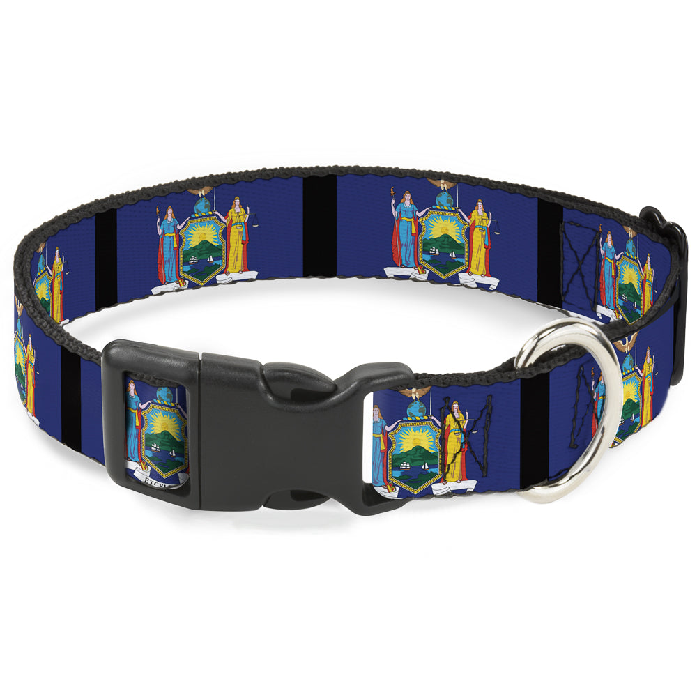 Plastic Clip Collar - New York Flags/Black Plastic Clip Collars Buckle-Down