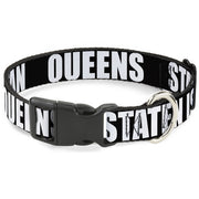 Plastic Clip Collar - New York's Five Burroughs Bold Black/White Plastic Clip Collars Buckle-Down