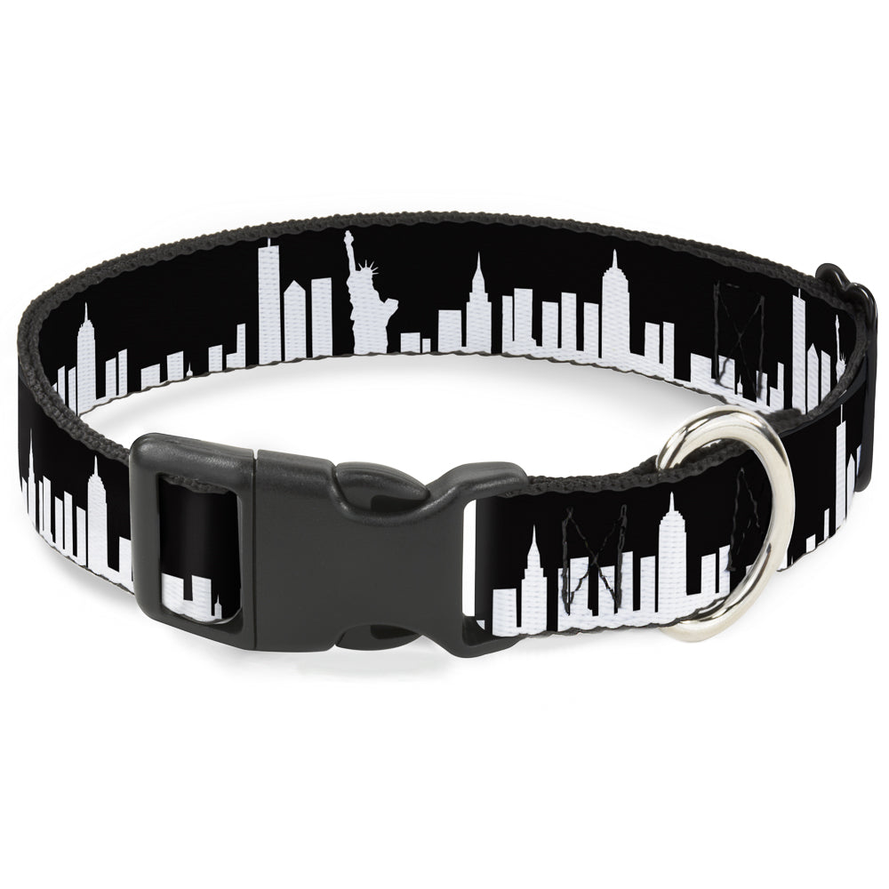 Plastic Clip Collar - New York Solid Skyline Black/White Plastic Clip Collars Buckle-Down
