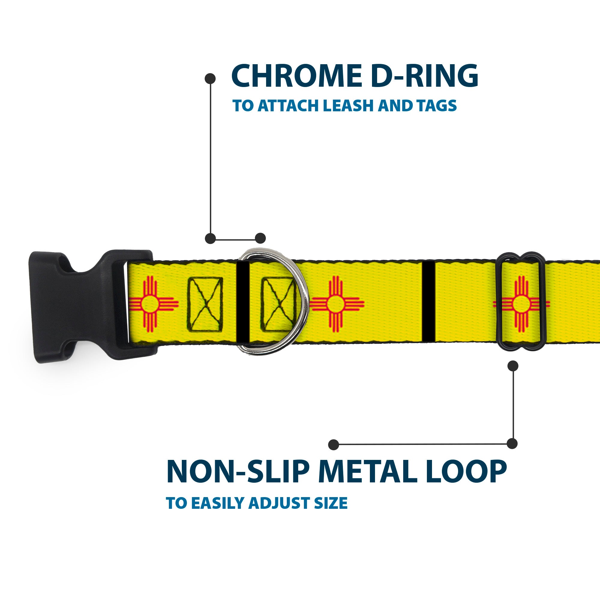 Plastic Clip Collar - New Mexico Flag/Black Plastic Clip Collars Buckle-Down