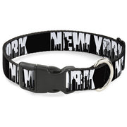 Plastic Clip Collar - NEW YORK Bold/Skyline Silhouette Black/White/Black Plastic Clip Collars Buckle-Down