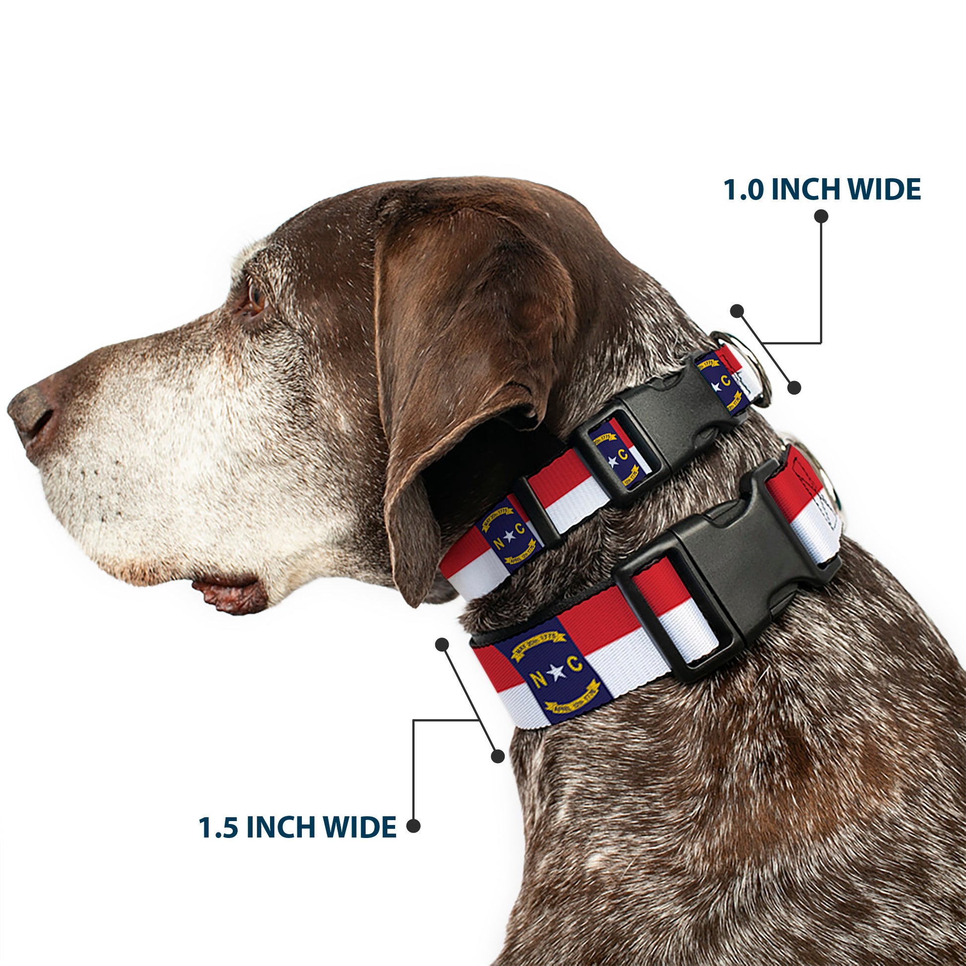 Plastic Clip Collar - North Carolina Flag Continuous Repeat Plastic Clip Collars Buckle-Down