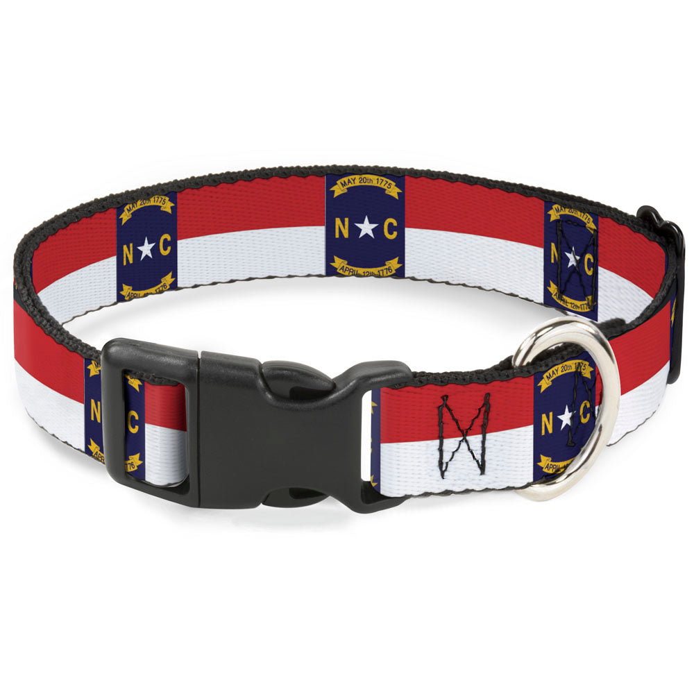 Plastic Clip Collar - North Carolina Flag Continuous Repeat Plastic Clip Collars Buckle-Down