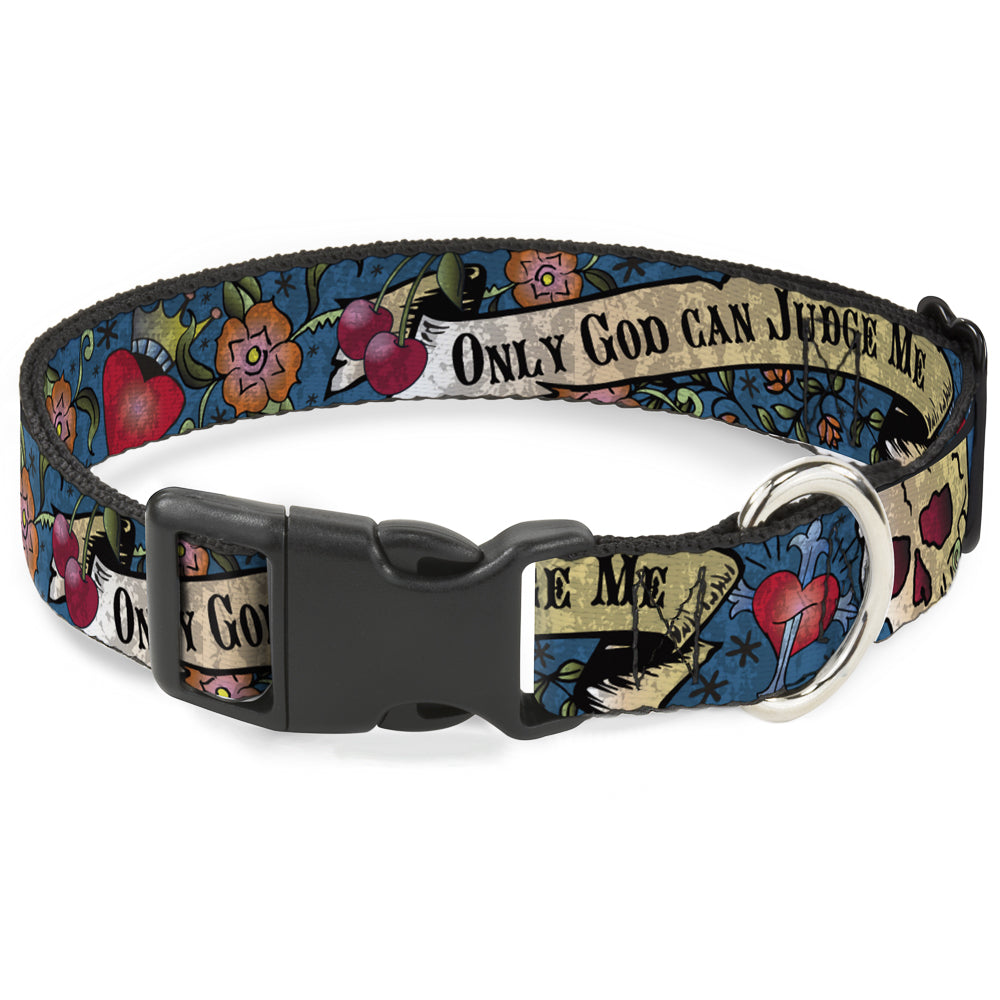 Plastic Clip Collar - Only God Can Judge Me Blue Plastic Clip Collars Buckle-Down