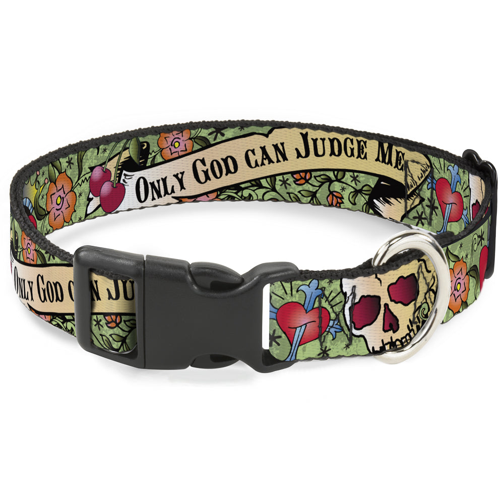 Plastic Clip Collar - Only God Can Judge Me Green Plastic Clip Collars Buckle-Down