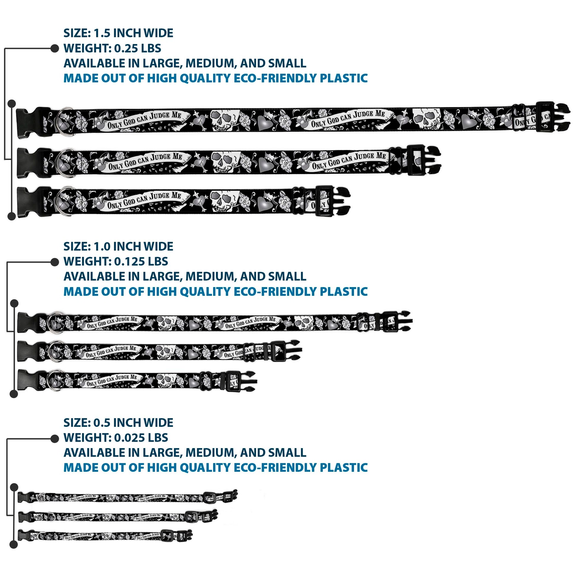 Plastic Clip Collar - Only God Can Judge Me Black/White Plastic Clip Collars Buckle-Down