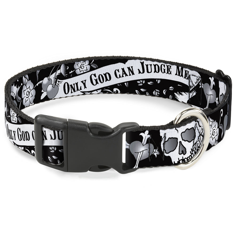 Plastic Clip Collar - Only God Can Judge Me Black/White Plastic Clip Collars Buckle-Down