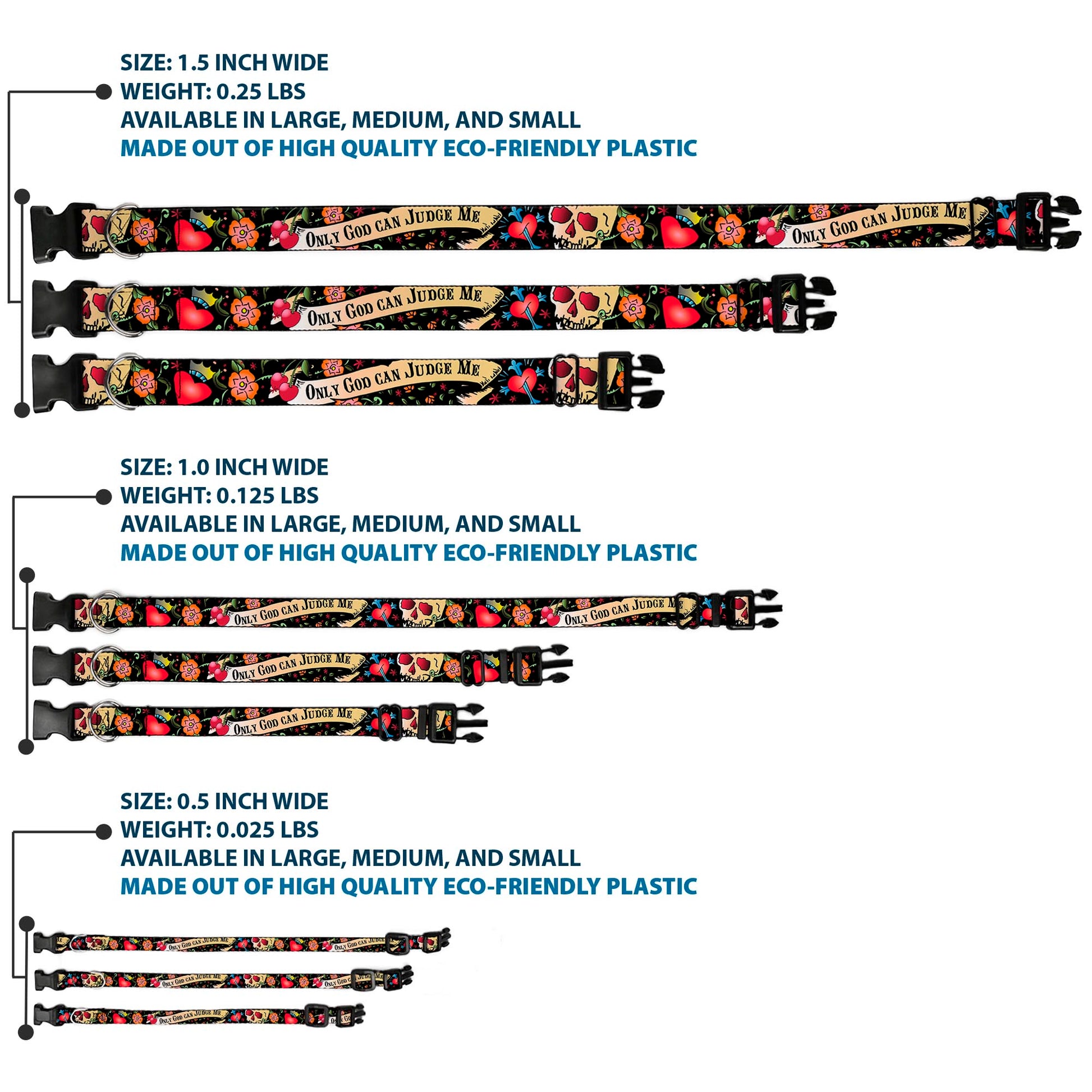 Plastic Clip Collar - Only God Can Judge Me Black Plastic Clip Collars Buckle-Down