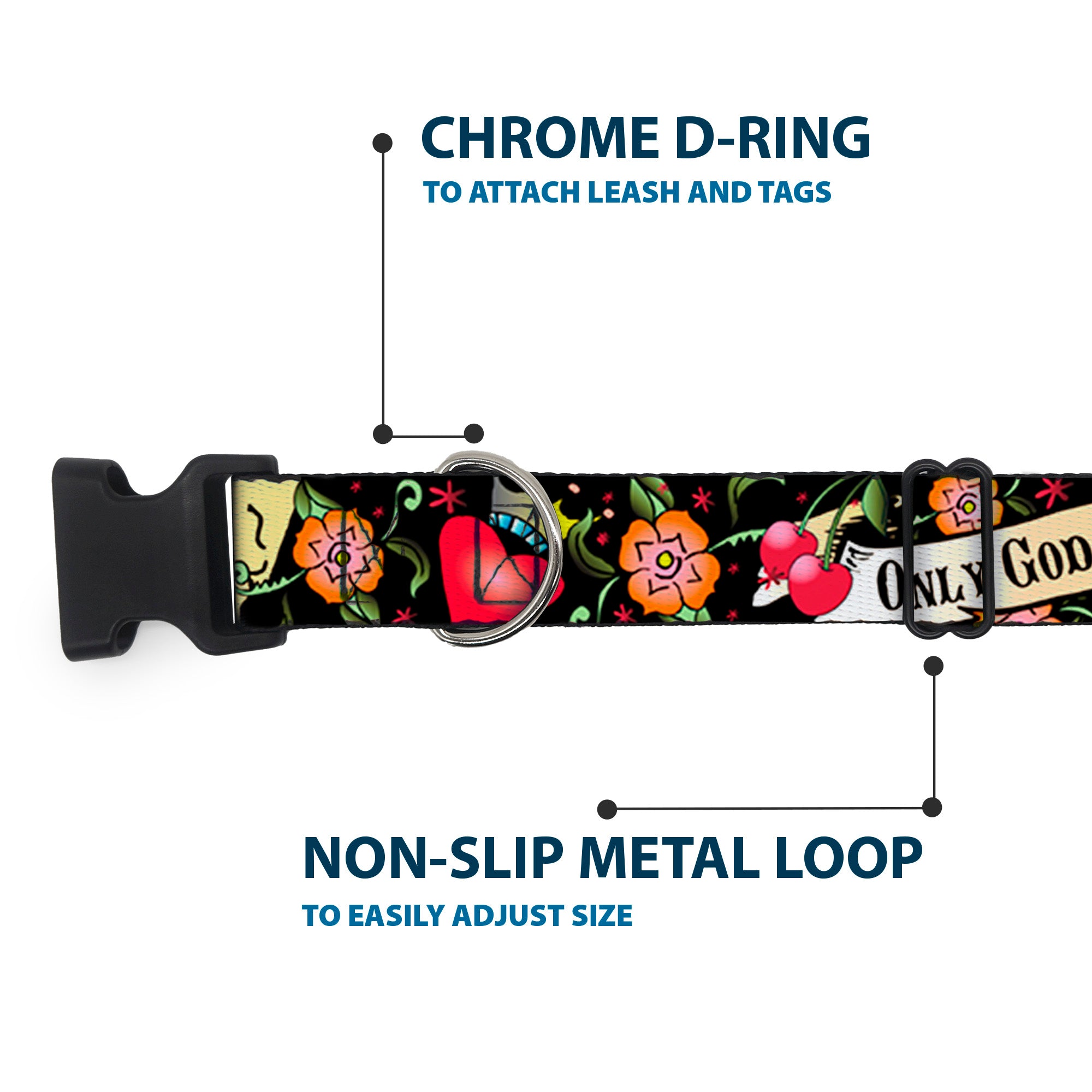 Plastic Clip Collar - Only God Can Judge Me Black Plastic Clip Collars Buckle-Down