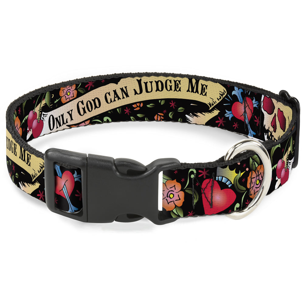 Plastic Clip Collar - Only God Can Judge Me Black Plastic Clip Collars Buckle-Down