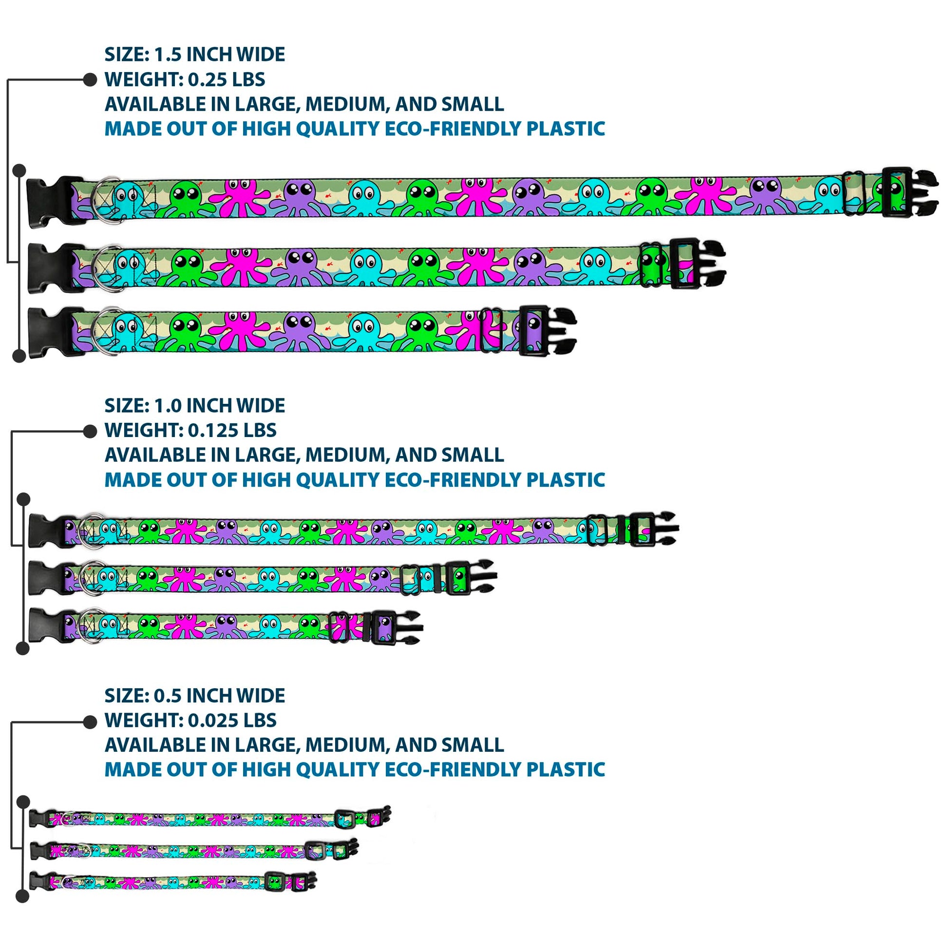 Plastic Clip Collar - Octopus Cartoon Plastic Clip Collars Buckle-Down