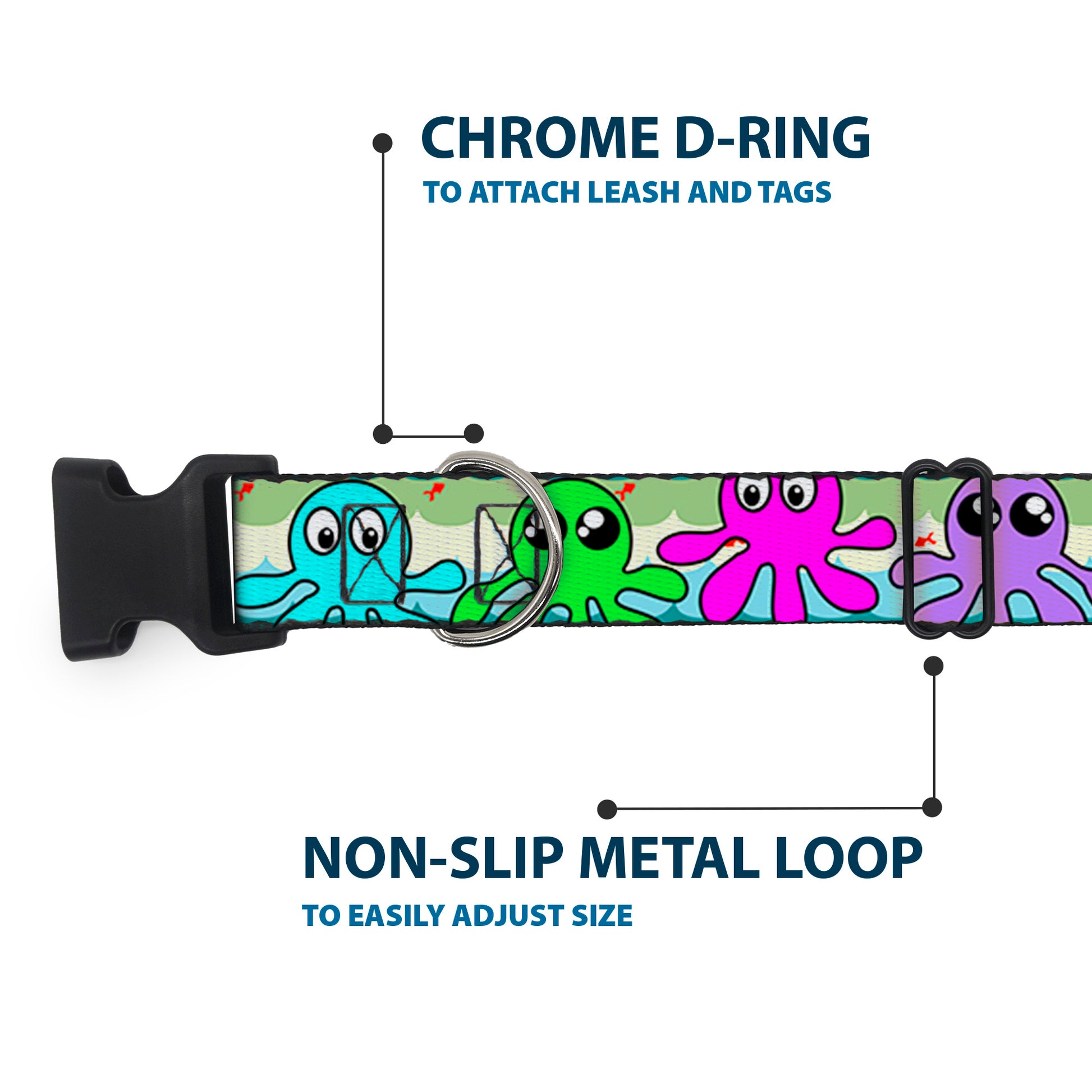 Plastic Clip Collar - Octopus Cartoon Plastic Clip Collars Buckle-Down