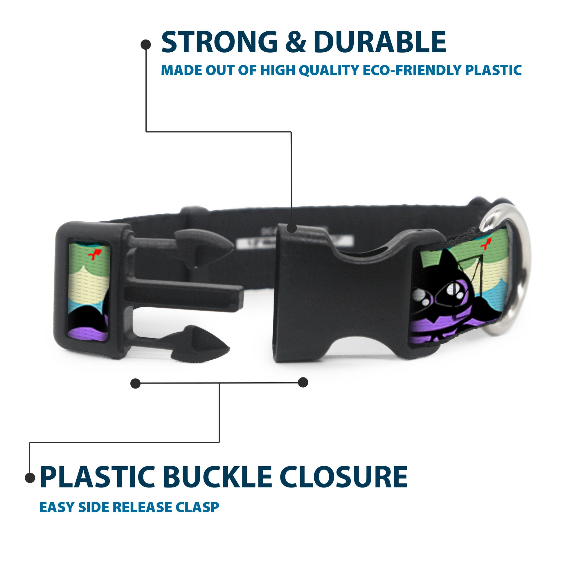 Plastic Clip Collar - Octopus Superhero Cartoon Plastic Clip Collars Buckle-Down