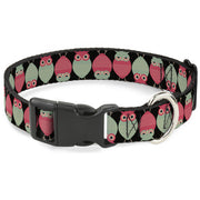 Plastic Clip Collar - Owls Flip Black/Mauve/Sage Plastic Clip Collars Buckle-Down