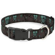 Plastic Clip Collar - Owls in Trees Turquoise Plastic Clip Collars Buckle-Down