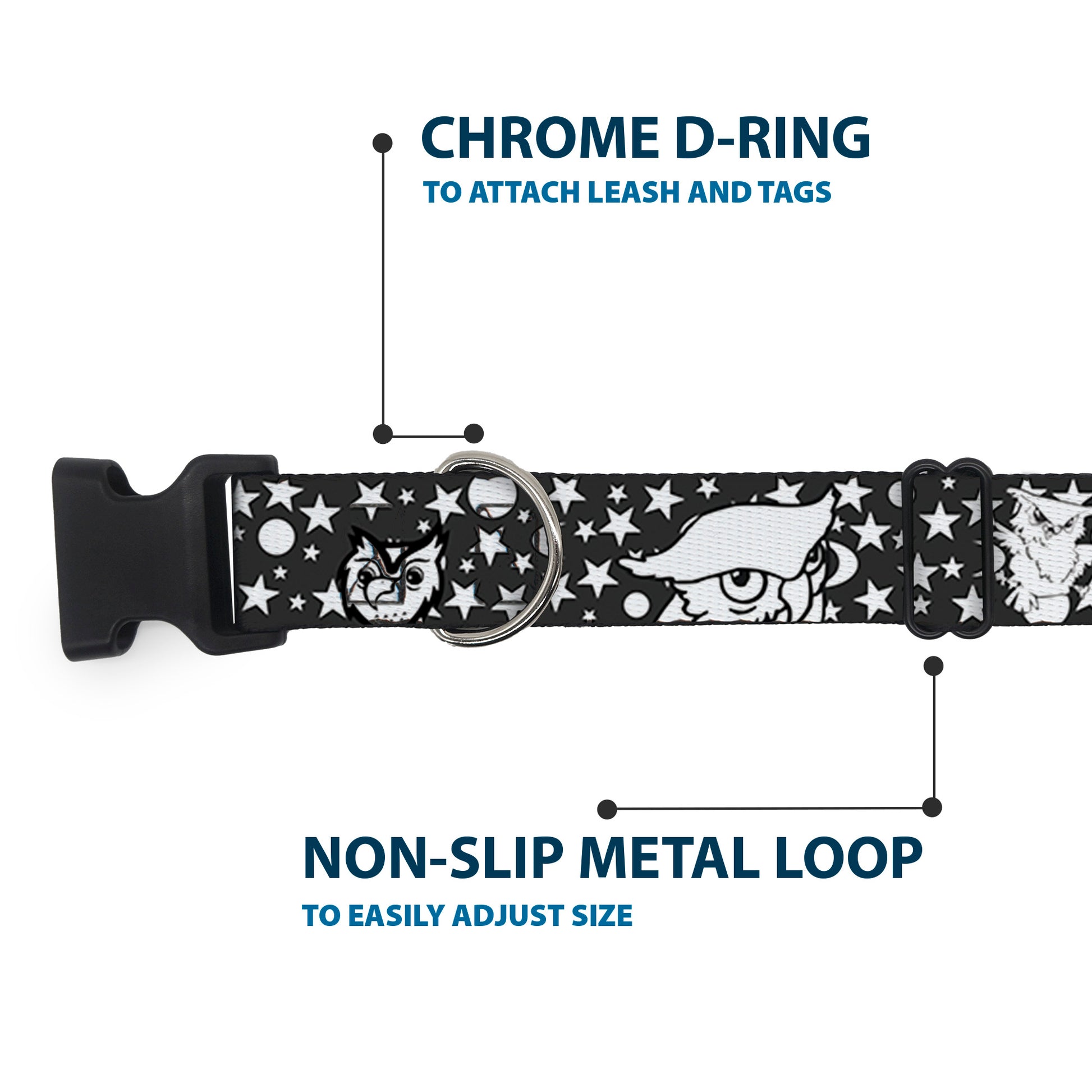 Plastic Clip Collar - Owl Expressions Black/White Plastic Clip Collars Buckle-Down