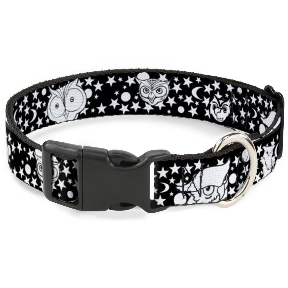 Plastic Clip Collar - Owl Expressions Black/White Plastic Clip Collars Buckle-Down