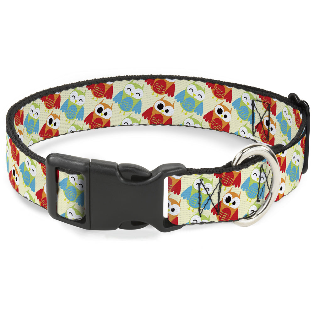 Plastic Clip Collar - Owl Eyes Yellow/Reds/Blues Plastic Clip Collars Buckle-Down