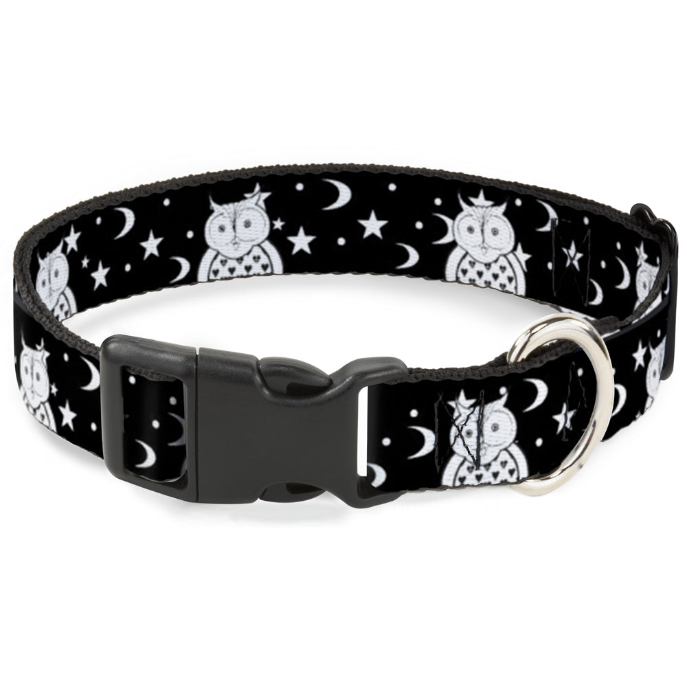 Plastic Clip Collar - Owls Black/White2 Plastic Clip Collars Buckle-Down