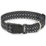Plastic Clip Collar - Owls Monogram Black/White Plastic Clip Collars Buckle-Down
