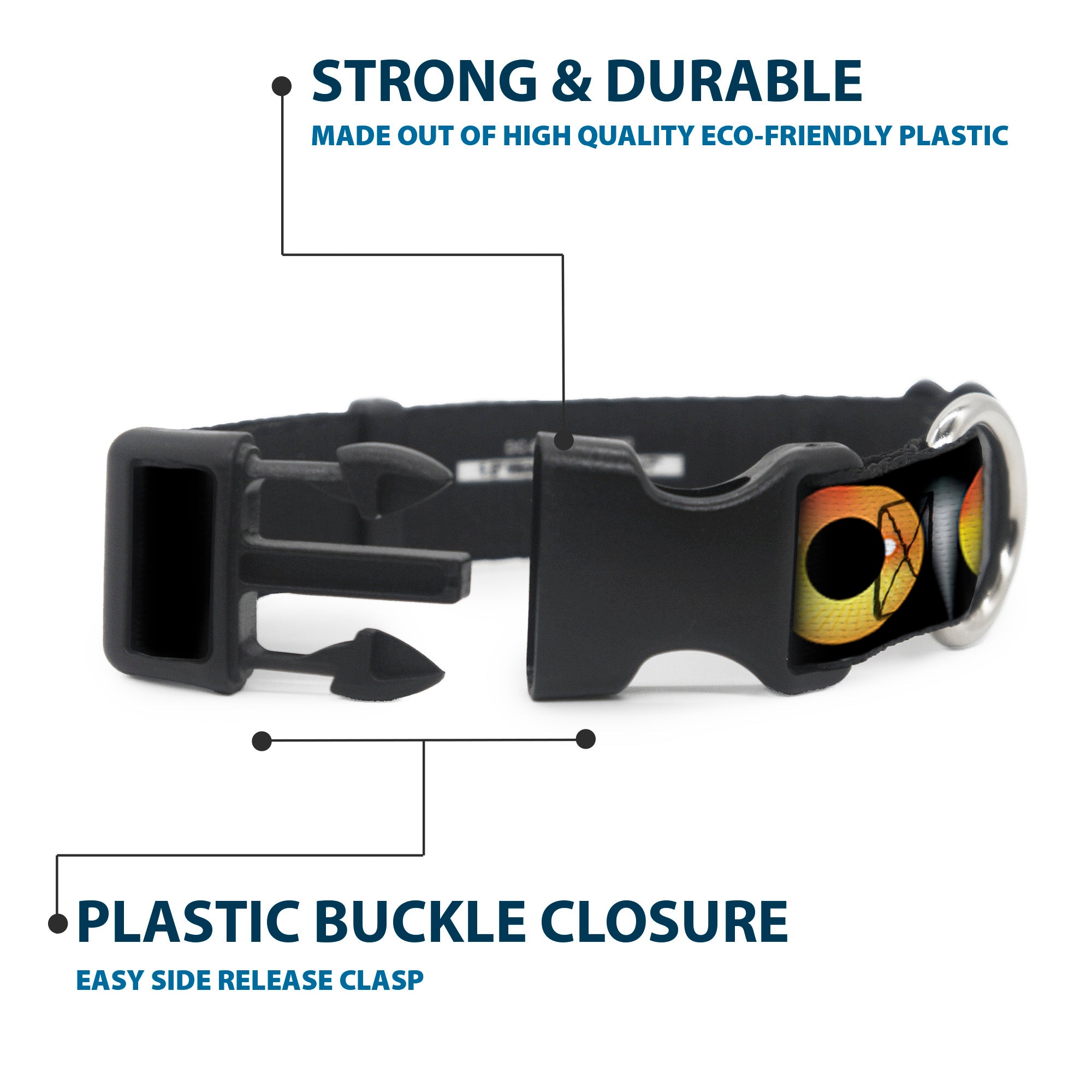 Plastic Clip Collar - Owl Eyes 2 Plastic Clip Collars Buckle-Down
