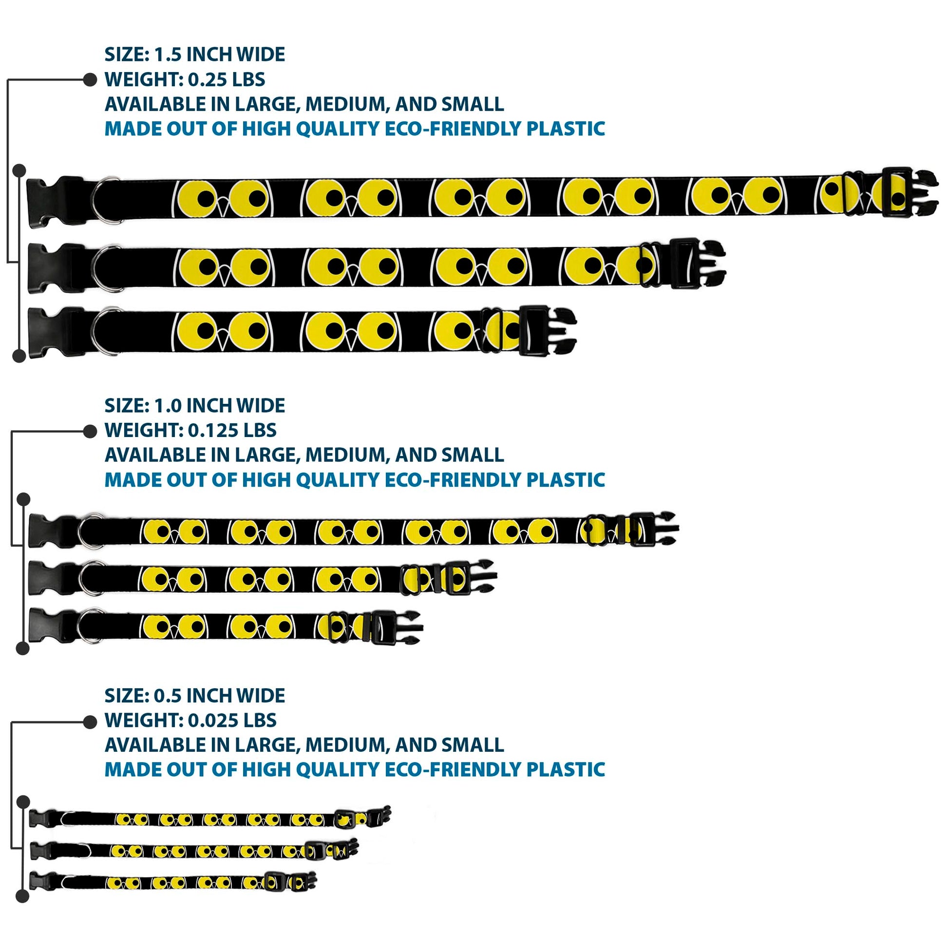 Plastic Clip Collar - Owl Eyes 3 Plastic Clip Collars Buckle-Down