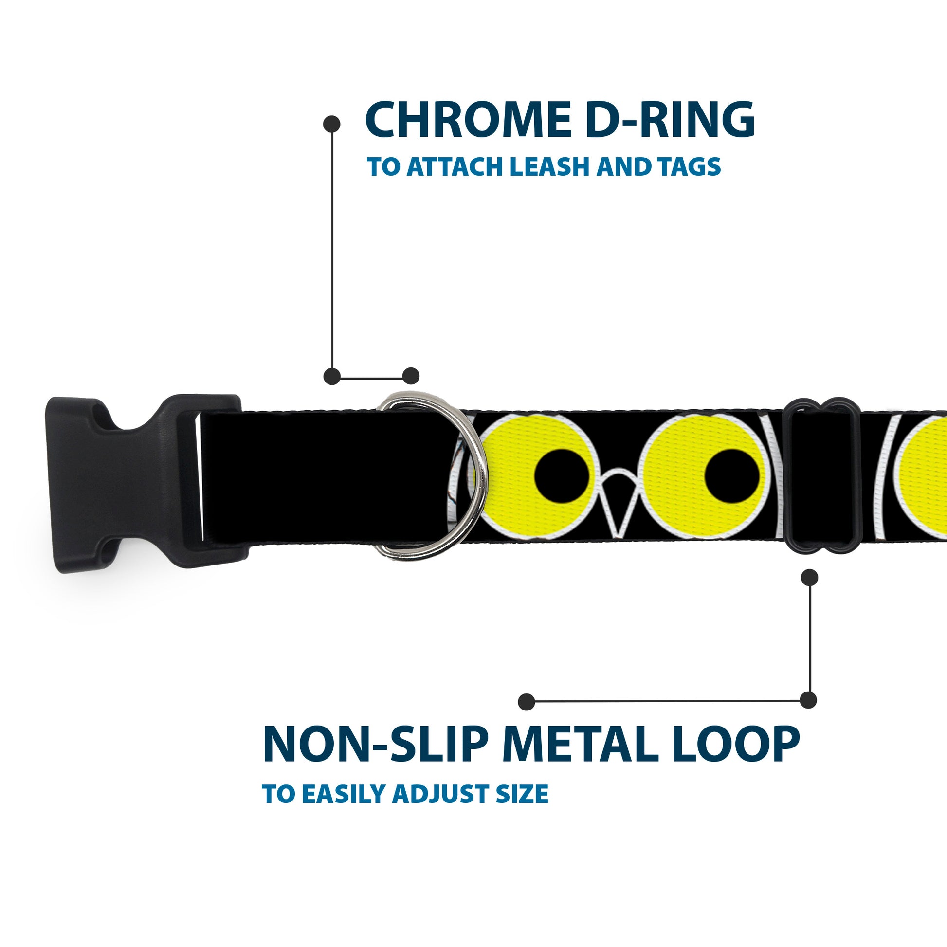 Plastic Clip Collar - Owl Eyes 3 Plastic Clip Collars Buckle-Down