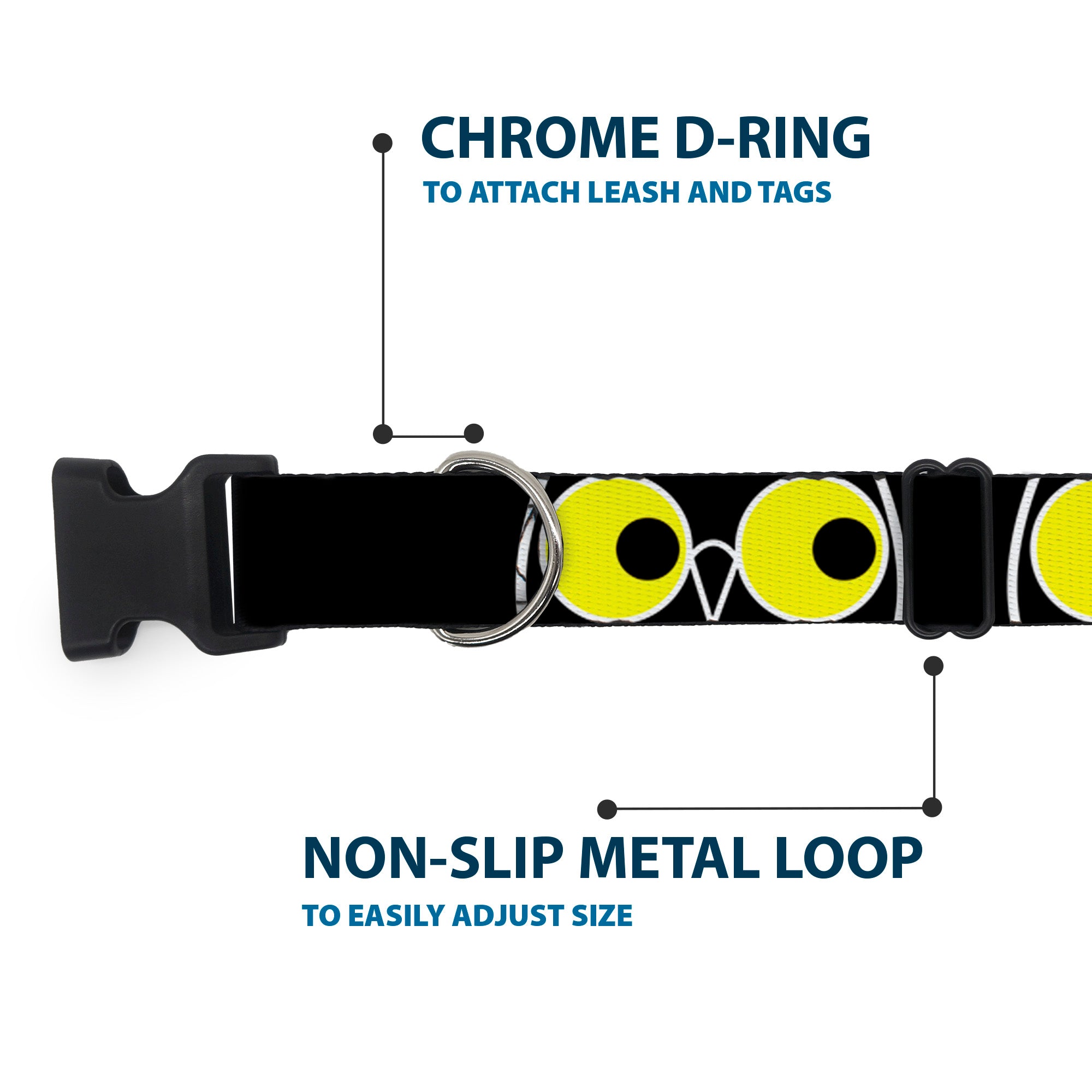 Plastic Clip Collar - Owl Eyes 3 Plastic Clip Collars Buckle-Down