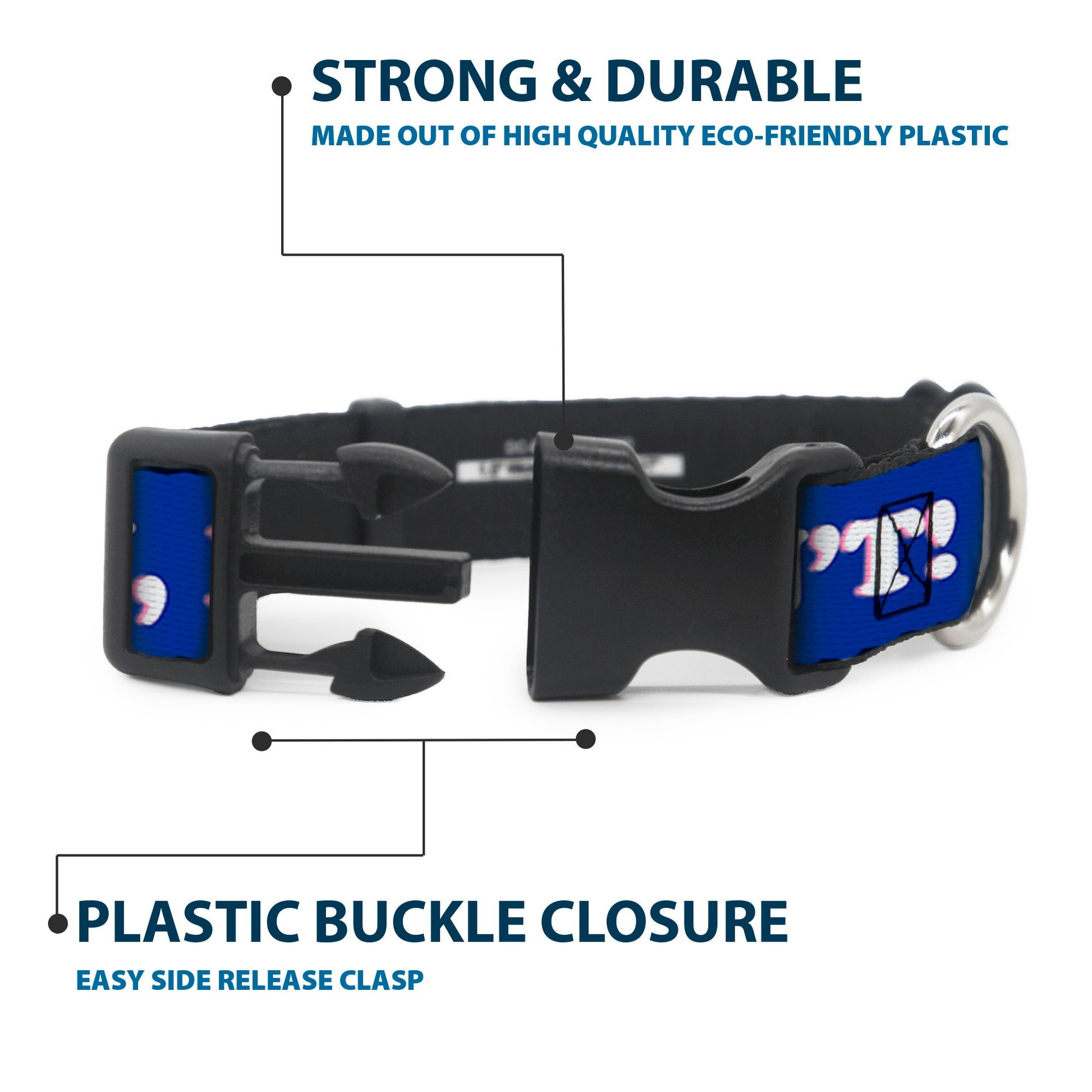 Plastic Clip Collar - OH, NO YOU DIDN'T!!! Navy/Purple/White Plastic Clip Collars Buckle-Down